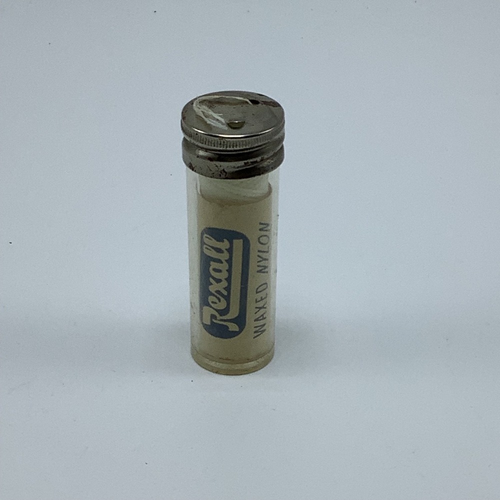 Vintage Dental Floss Tube Rexall Drug Company Advertising Waxed‎ Nylon 1940s